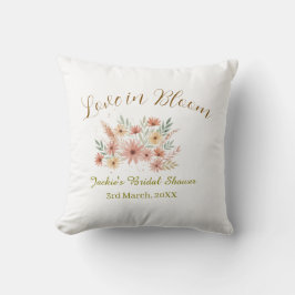 Almofada Nome do chá de noiva boho laranja amor em flor ret