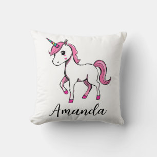 Almofada Nome do desenho do Unicórnio Cor-de-rosa-branca