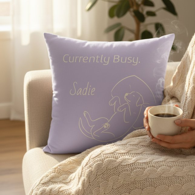 Almofada Nome do Labrador Personalizado Atualmente Ocupado  (Criador carregado)