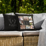 Almofada Nome do monograma da família multifoto colagem per<br><div class="desc">Crie seu próprio monograma personalizado da família,  nome e ano estabelecido com 8 fazeres de colagem de grade de fotos,  um elegante travesseiro decorativo branco e preto estilo de fazenda rústica.        Um presente de guardiã atencioso para o Natal,  o casamento,  o aniversário da família ou a Ação de Graças.</div>