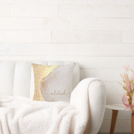 Almofada Nome do Monograma de Metal Brutado com brilho Dour