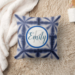 Almofada Nome do Monograma do Coletor Azul e Branco do Círc