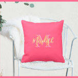 Almofada Nome do Monograma Personalizado Lilac Rosa Maravil<br><div class="desc">Este design bonito e sofisticado apresenta uma única letra multicolorido para o Monograma e o Nome. As cores são moles e gentis como uma flor. Quaisquer perguntas ou solicitações especiais de design,  apenas emails: charmdesignstudio@rcn.com e ficaremos felizes em ajudar.</div>