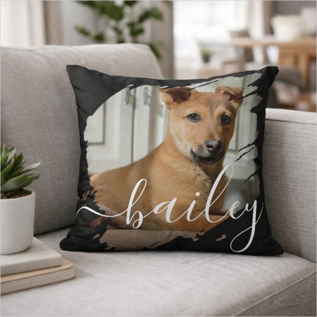 Almofada Nome e Foto Simples Moderno Elegante Chic de Pet (Criador carregado)