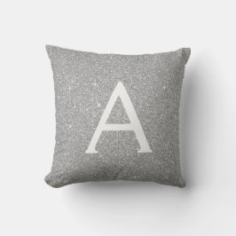 Almofada Nome e inicial do monograma do Silver Sparkle Glit