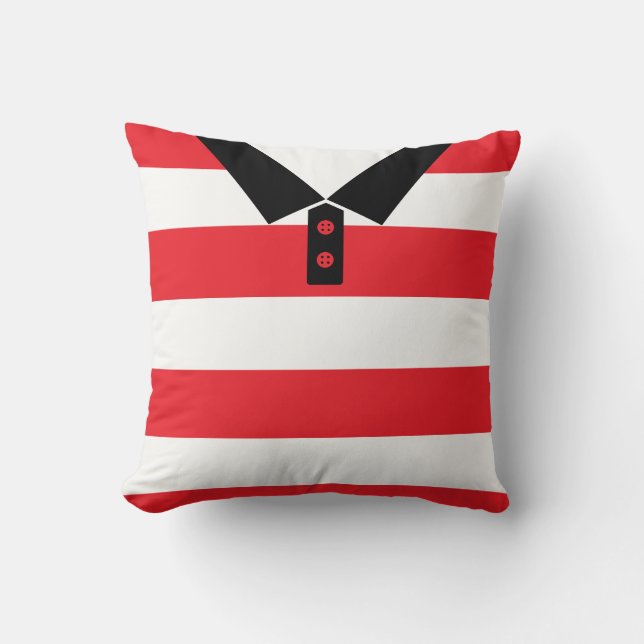 Almofada Nome e número Red Stripes Rugby Travesseiro de fut (Frente)