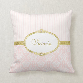 Almofada Nome e quadro Dourados do Damasco Rosa Elegante