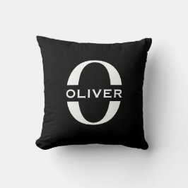 Almofada Nome em Preto e Branco com Monograma Personalizado