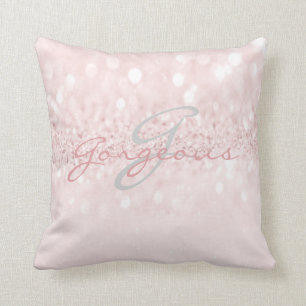 Almofada Nome feminino cinzento cor-de-rosa do monograma da