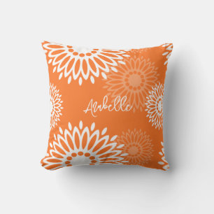 Almofada Nome Geométrico Floral do Mandala Laranja Minimali