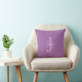 Almofada Nome Mínimo Moderno Lavanda Monograma Inicial