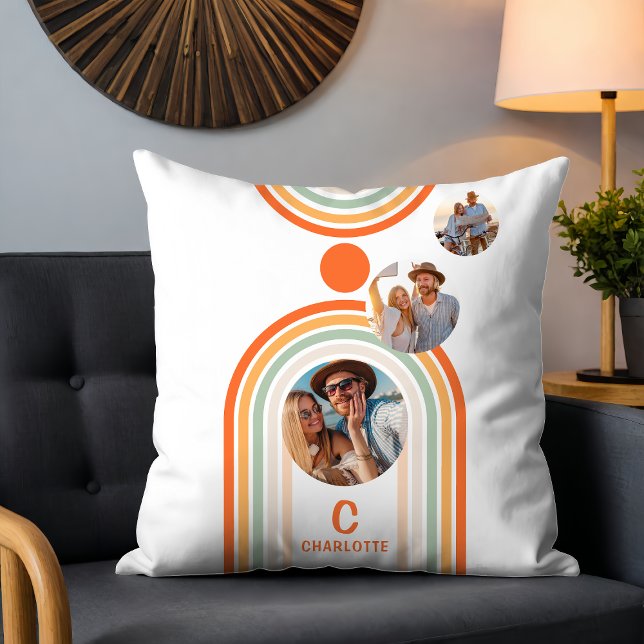 Almofada Nome Monograma Boho Arch Multi Photo Trendy Girly (Criador carregado)