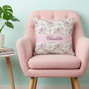 Almofada Nome Monograma de Flor Silvestre Botânica Floral R