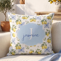 Nome Monograma Limão Padrão de Azulejo Francês Cou