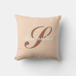 Almofada Nome monograma personalizado moderno rosa e marrom