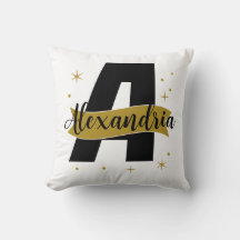 Nome Monograma Personalizado Preto e Dourado