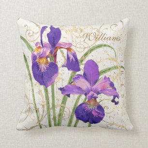 Almofada Nome Monogrammed da íris roxa