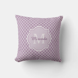 Almofada Nome Monogrammed roxo de Quatrefoil da lavanda
