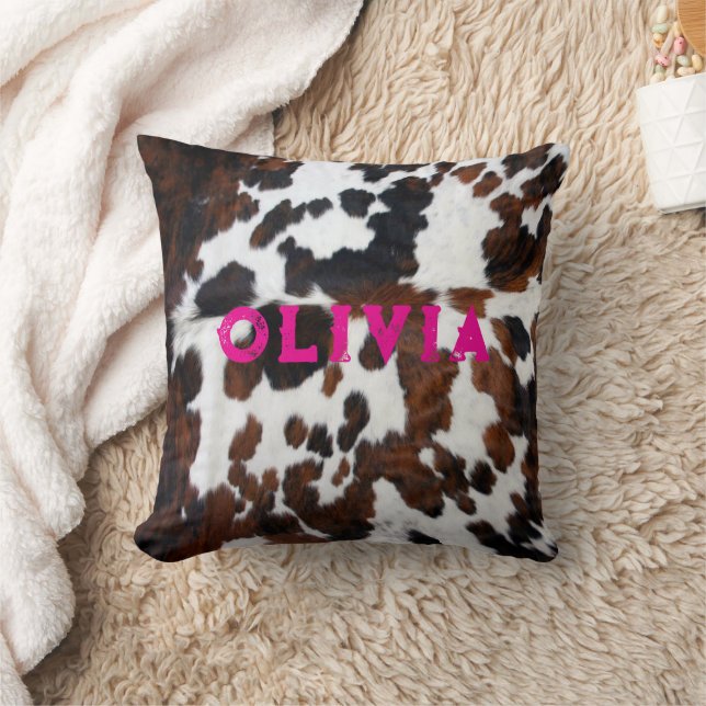 Almofada Nome Patchwork Cowhide Impressão Western Rustic Pi (Cobertor)