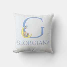 Almofada Nome personalizado Bebê em uma lua amarela