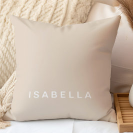 Almofada Nome Personalizado Bege Minimalista Moderno