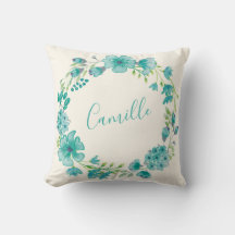 Nome Personalizado Blue Floral Wreath Home Decor