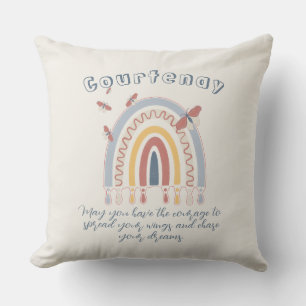 Almofada Nome Personalizado Boho Rainbow Butterfly