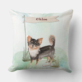 Almofada Nome Personalizado Cão-Pet Chihuahua de Longa Cabe