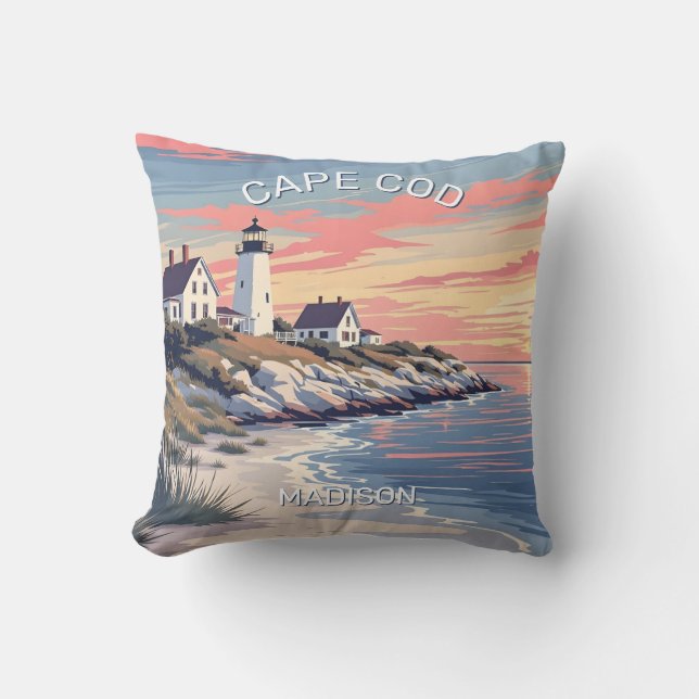 Almofada Nome personalizado Cape Cod Massachusetts (Frente)