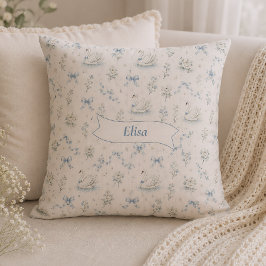 Almofada Nome Personalizado Cottagecore Swan Lake Vintage P