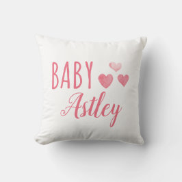 Almofada Nome personalizado da Baby Girl Hearts