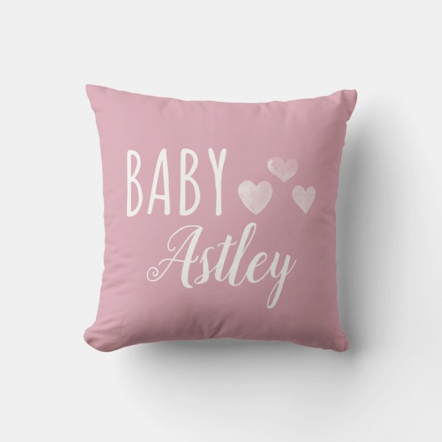 Almofada Nome personalizado da Baby Girl Hearts (Frente)