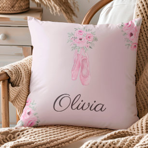 Almofada Nome Personalizado da Ballerina Floral Rosa Elegan