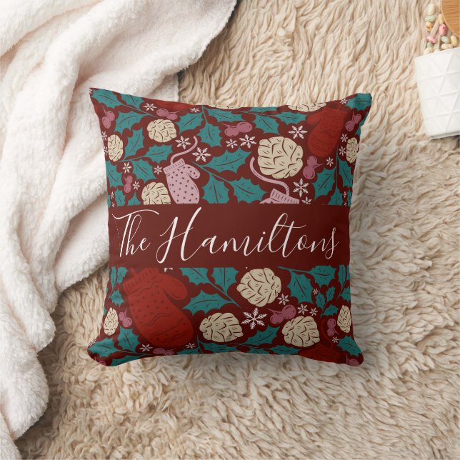 Almofada Nome Personalizado da Família Natais vintages Cozy (Cobertor)