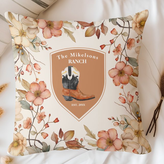Almofada Nome Personalizado da Família Western Ranch (Criador carregado)