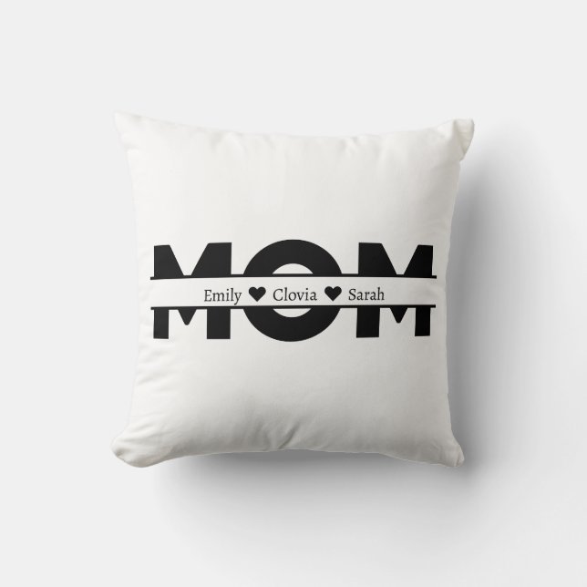 Almofada Nome personalizado da mãe e dos filhos (Frente)