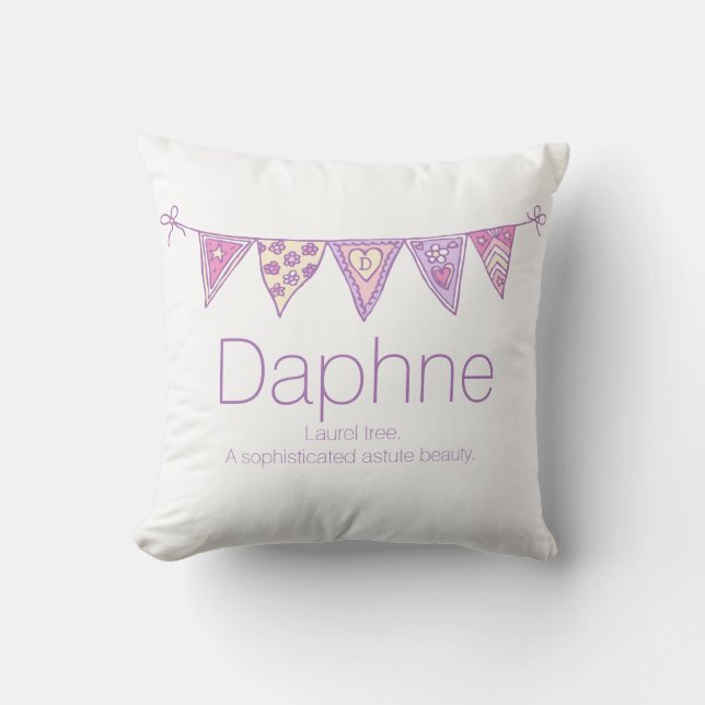 Almofada Nome personalizado Daphne bunting roxo personaliza (Frente)