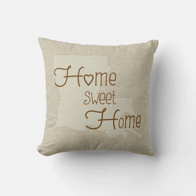Almofada Nome personalizado de aparência de burlap Home da  (Frente)