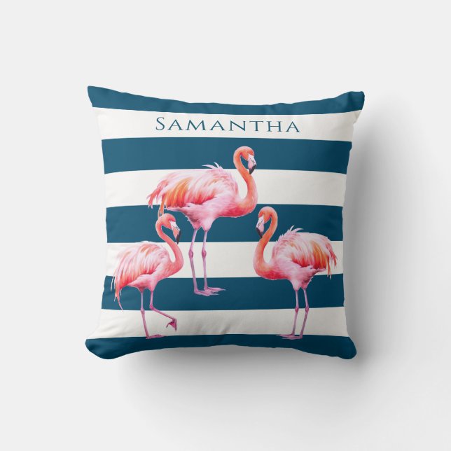 Almofada Nome Personalizado de Flamingo Cor-de-rosa-rosa-br (Frente)