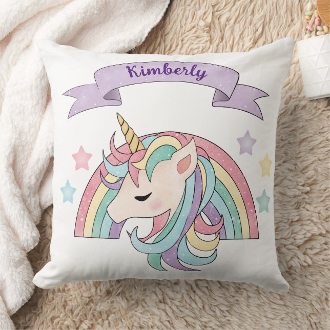 Almofada Nome Personalizado de Pastel Cónico Unicorn e Arco (Cobertor)