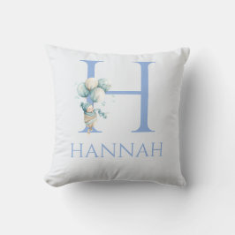 Almofada Nome personalizado do bebê flutuando com balões