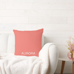 Almofada Nome Personalizado do Coral Sunset Elegante -