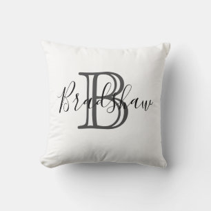 Almofada Nome Personalizado do Monograma do Elegante Black