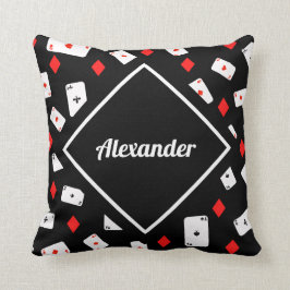 Almofada Nome Personalizado do Padrão do Tema do Poker Verm