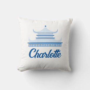 Almofada Nome Personalizado do Pagoda Chinoiserie Azul Sky
