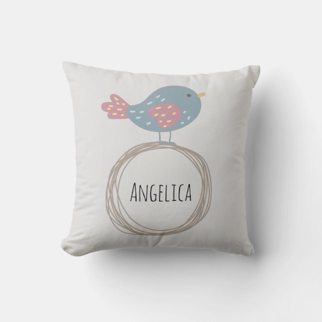 Almofada Nome Personalizado do Pássaro Cortado (Frente)