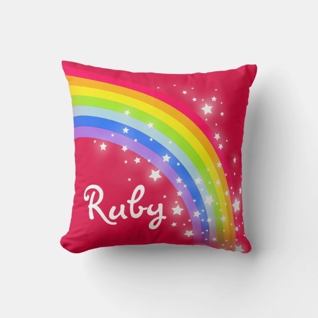 Almofada Nome personalizado do Rainbow red sky (Frente)