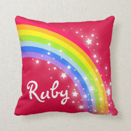Almofada Nome personalizado do Rainbow red sky