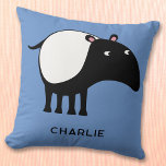 Almofada Nome Personalizado do Tapir<br><div class="desc">Um fofo Tapir malaio para amantes de animais e espécies selvagens ameaçadas. Arte original de Nic Squirrell. Altere o nome ou texto e altere a cor de fundo na Ferramenta Design para personalizar.</div>
