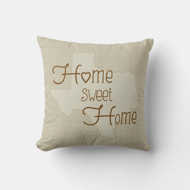 Almofada Nome personalizado do Texas-Home Sweet Home Burlap (Frente)